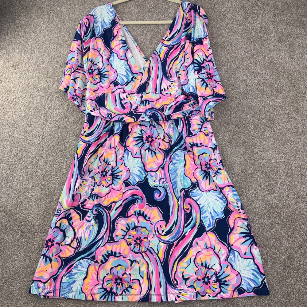 Lilly Pulitzer Nauti Navy Boho Bateau Dress Women M Resort Summer Knit Feminine - Picture 11 of 11